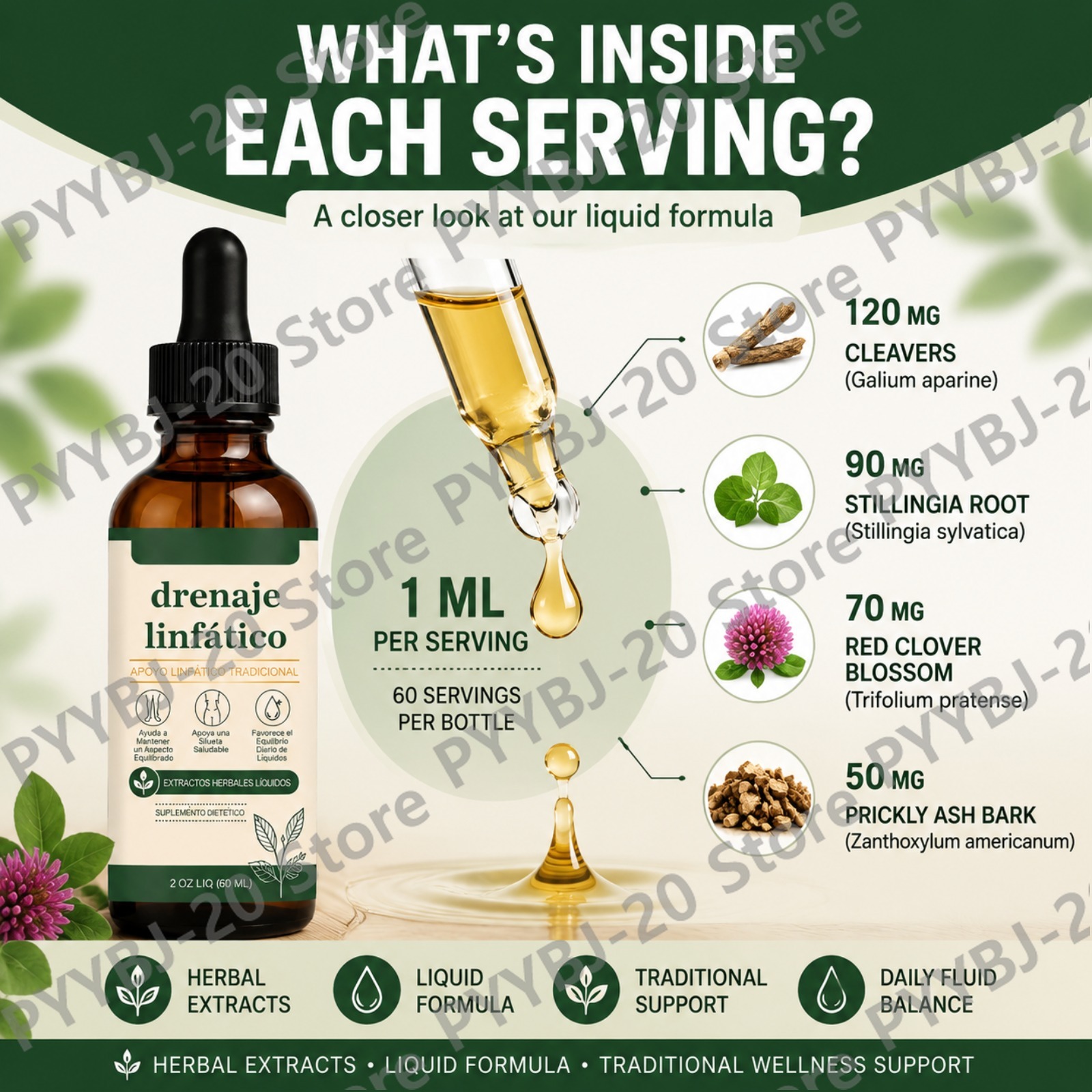 Gotas Líquidas de Apoyo Linfát - Herbal Supplement reseña y precio